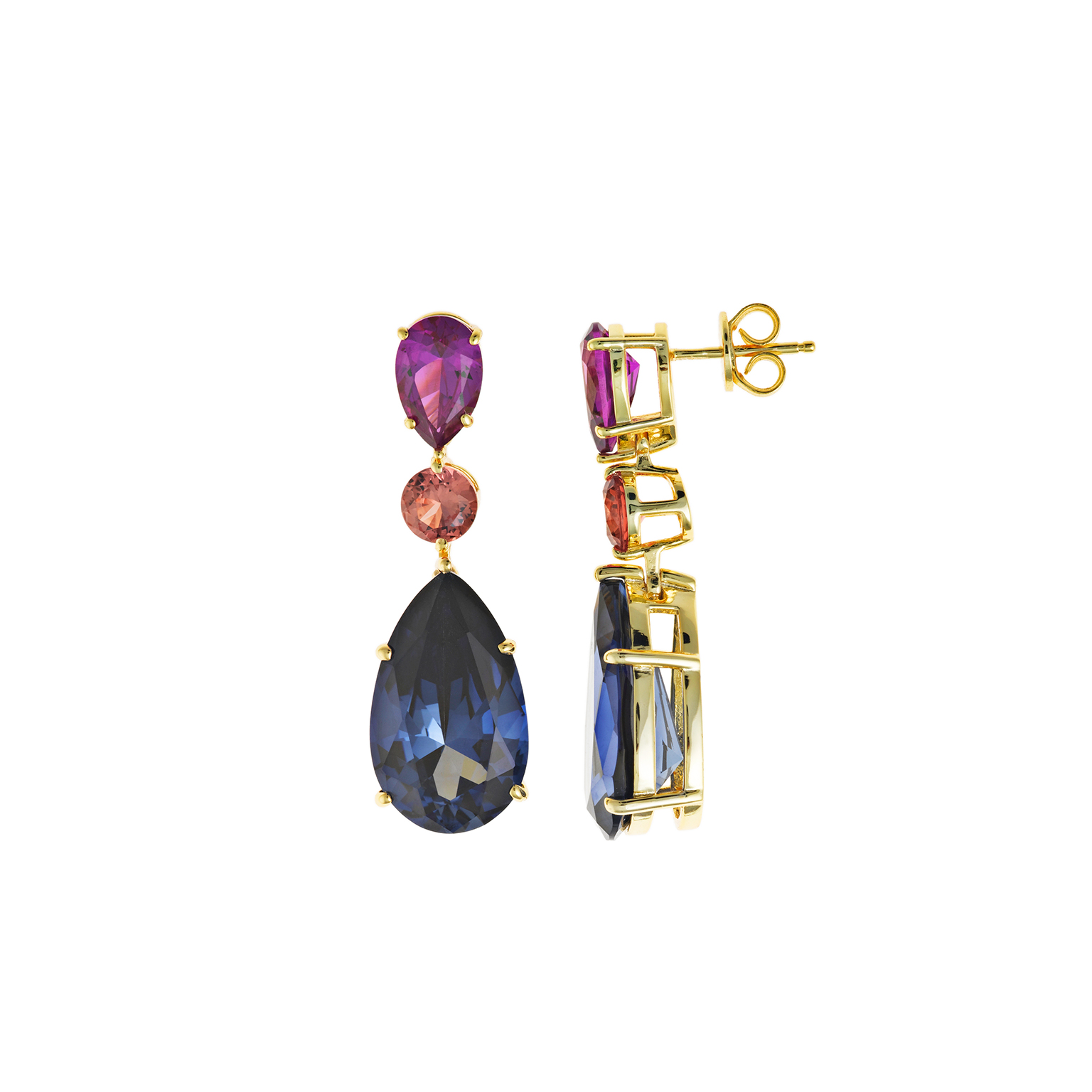 SLUYNZ Orecchini A Polsino Asimmetrici Margherita In Argento 925 Con Zirconia - Ipoallergenici