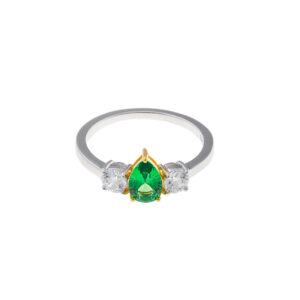 Anillos de plata con piedras para mujer_verde esmeralda