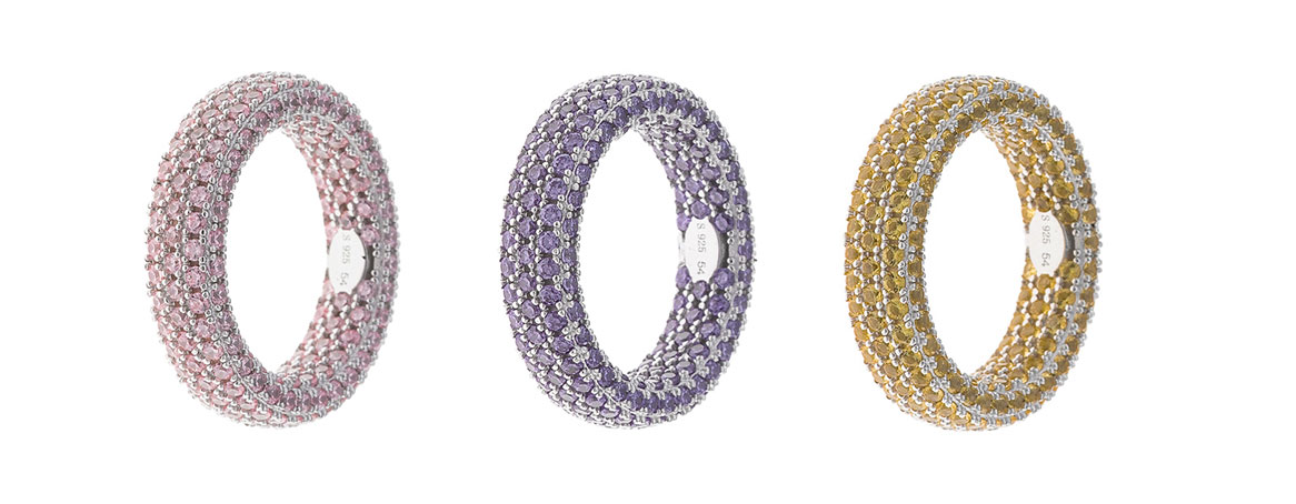 anillos de plata con piedras para mujer circonitas color pastel