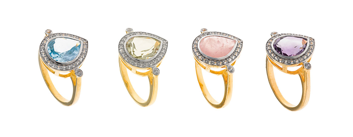 Anillos de plata con piedras naturales combinadas con circonitas