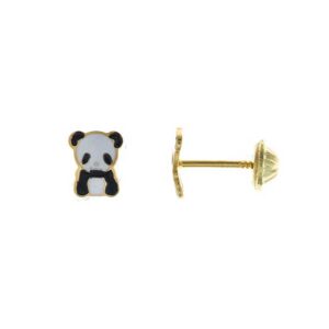 Pendientes de plata para niñas cierre rosca oso panda