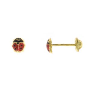 Pendientes de plata para niñas cierre rosca mariquita