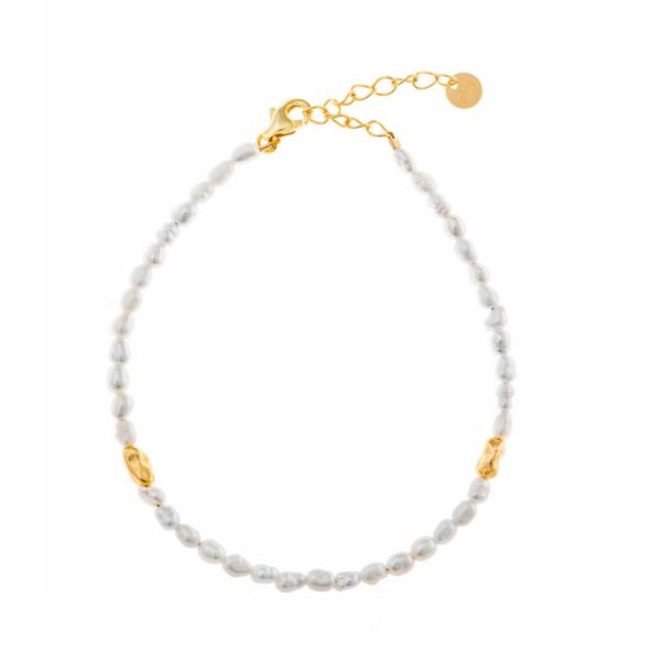 pulsera de perlas naturales tipo arroz