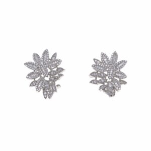 pendientes de flor grande plata y circonitas