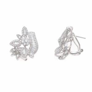 pendientes de flor grande plata y circonitas