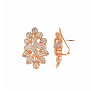 pendientes de flor grande plata y circonitas