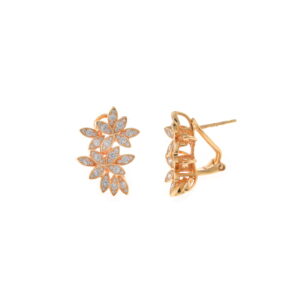 pendientes de flor grande plata y circonitas