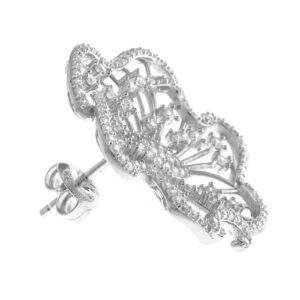 pendientes de flor grandes plata y circonitas tipo loto