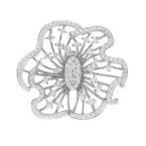 pendientes de flor grandes plata y circonitas tipo loto