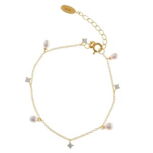 Pulsera de perlas naturales y circonitas