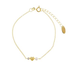Pulsera de perlas naturales y corazon