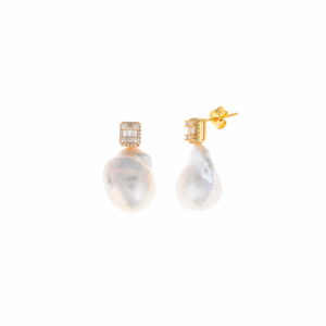 Pendientes dorados para boda con perlas