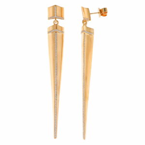 Pendientes dorados para boda largos con circonitas