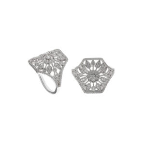 anillo novia estilo arabesco romantico plata circonitas