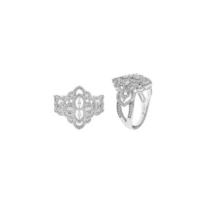 anillo novia estilo arabesco romantico plata circonitas