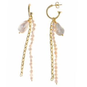 Pendientes dorados para boda con perlas